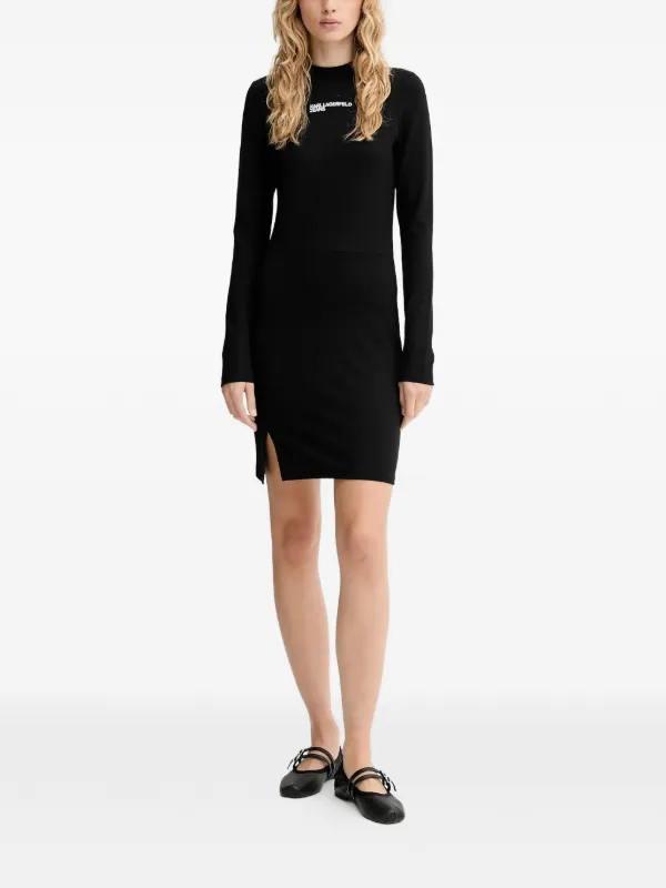 karl lagerfeld mini dress Karl Lagerfeld Women's Long-Sleeved Mini T-Shirt Dress 241J1312 Black M