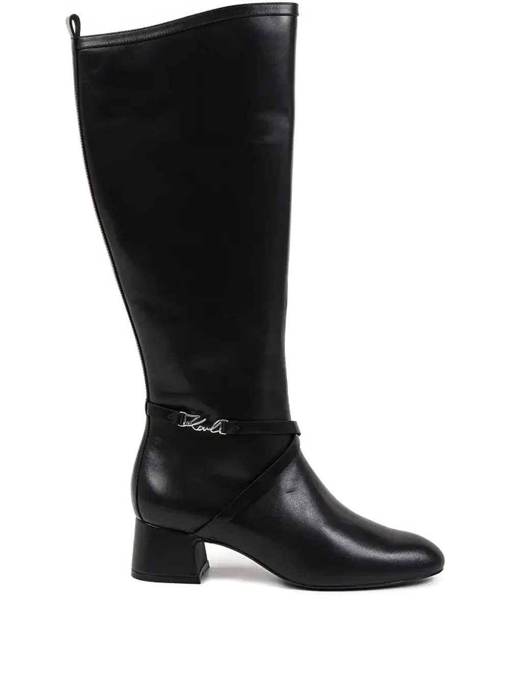 Karl Lagerfeld Bonnie Logo-strap Boots In Black