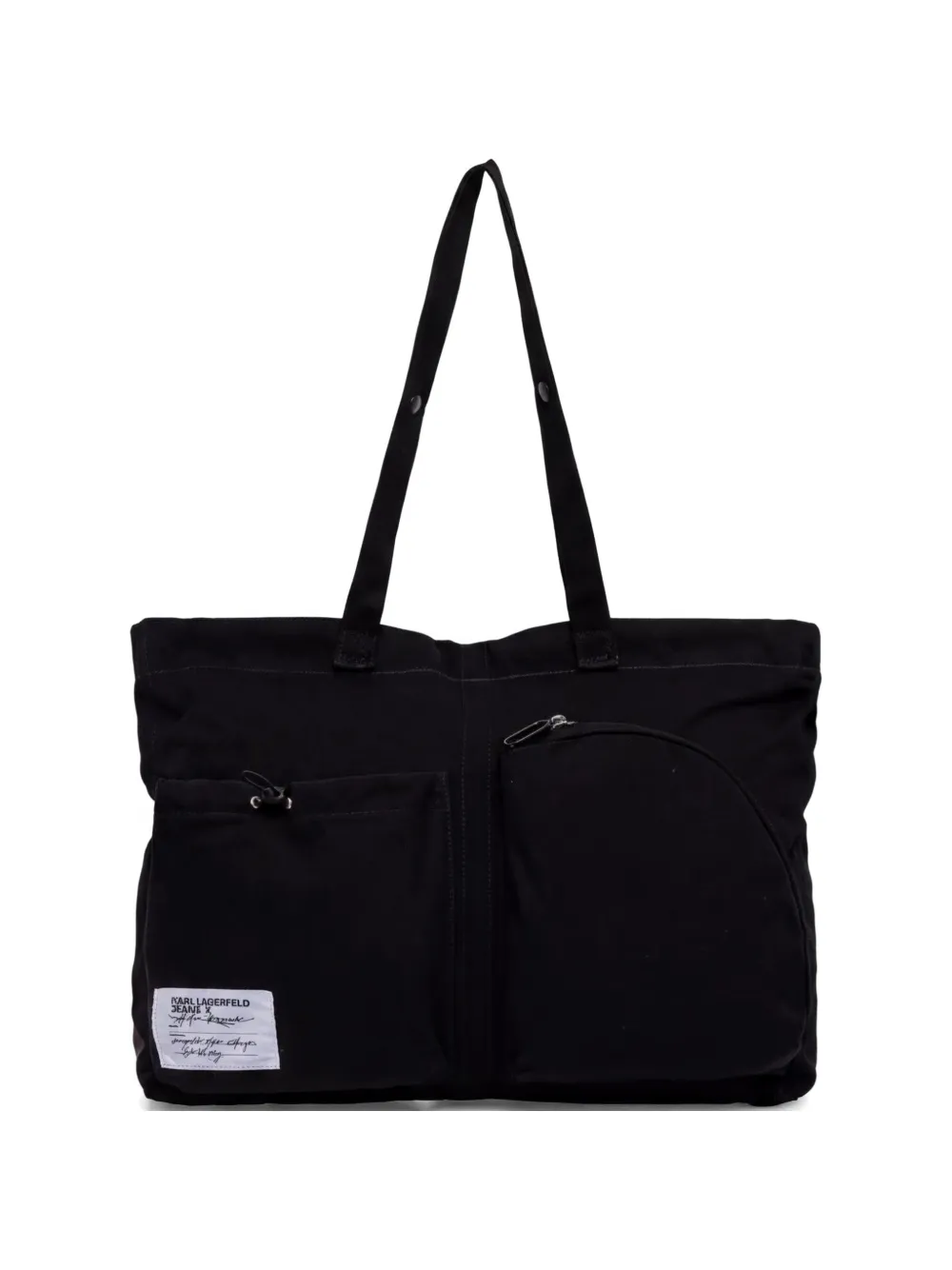 Karl Lagerfeld Jeans logo-patch pocket tote bag - Nero