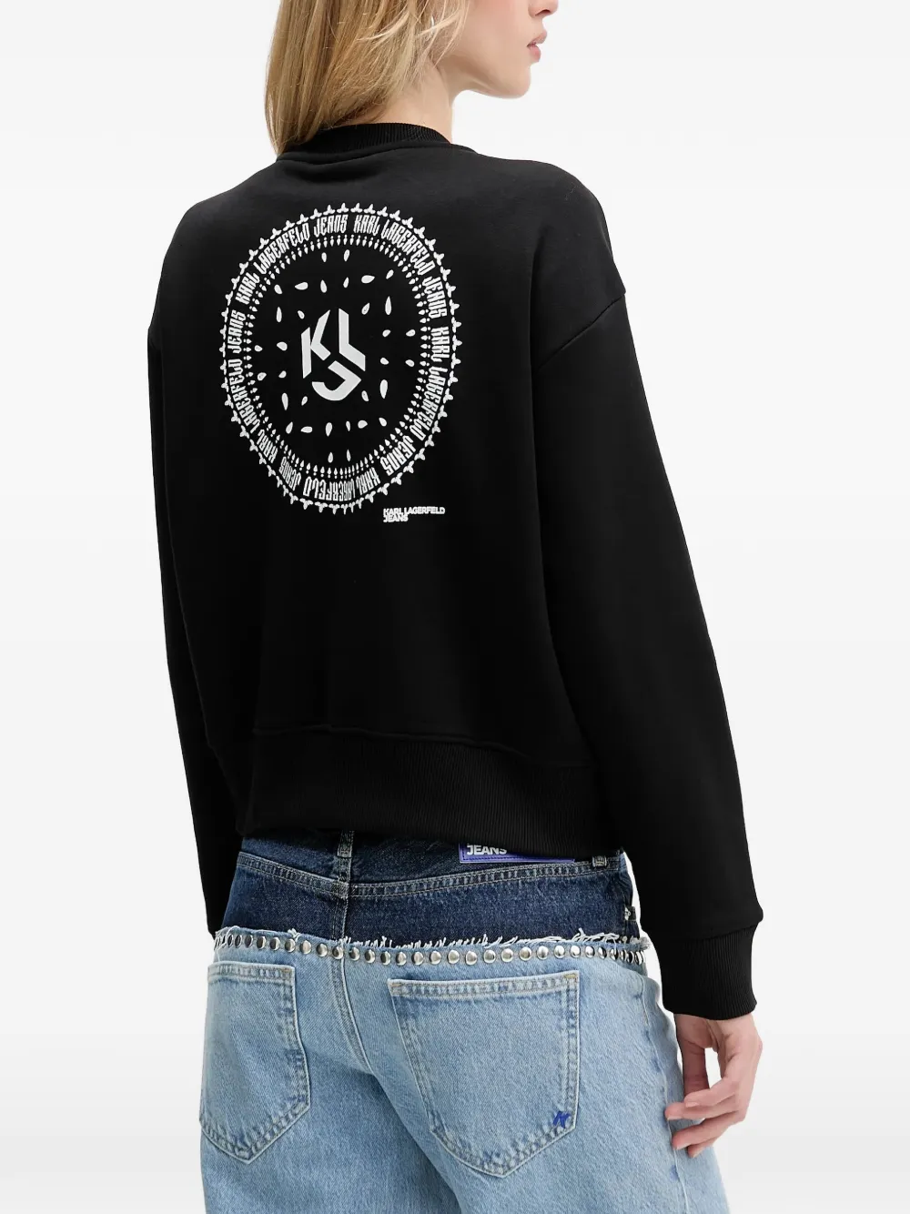 Karl Lagerfeld Jeans Logo Crew-neck Sweatshirt In Black