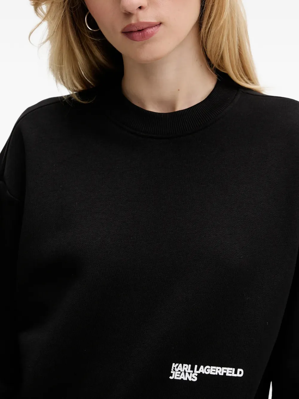 Karl Lagerfeld Jeans Logo Crew-neck Sweatshirt In Black