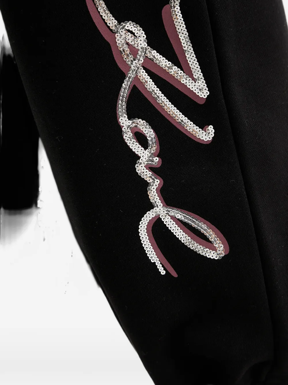 Karl Lagerfeld Sequin-embellished Logo Track Pants In Black