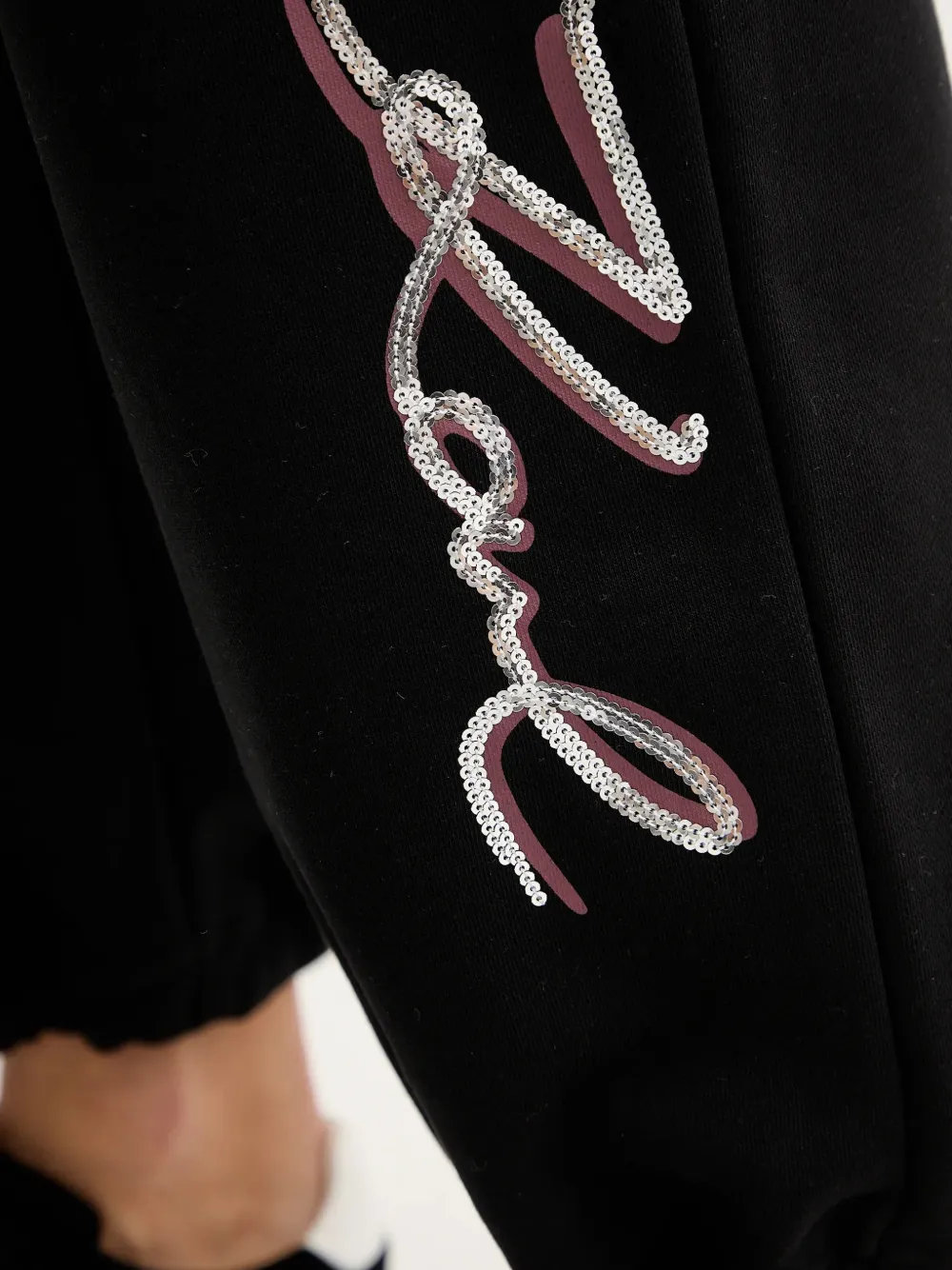 Karl Lagerfeld Trainingsbroek met pailletten Zwart