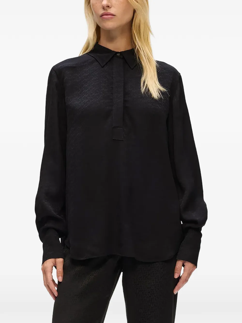Karl Lagerfeld Jacquard Blouse In Black