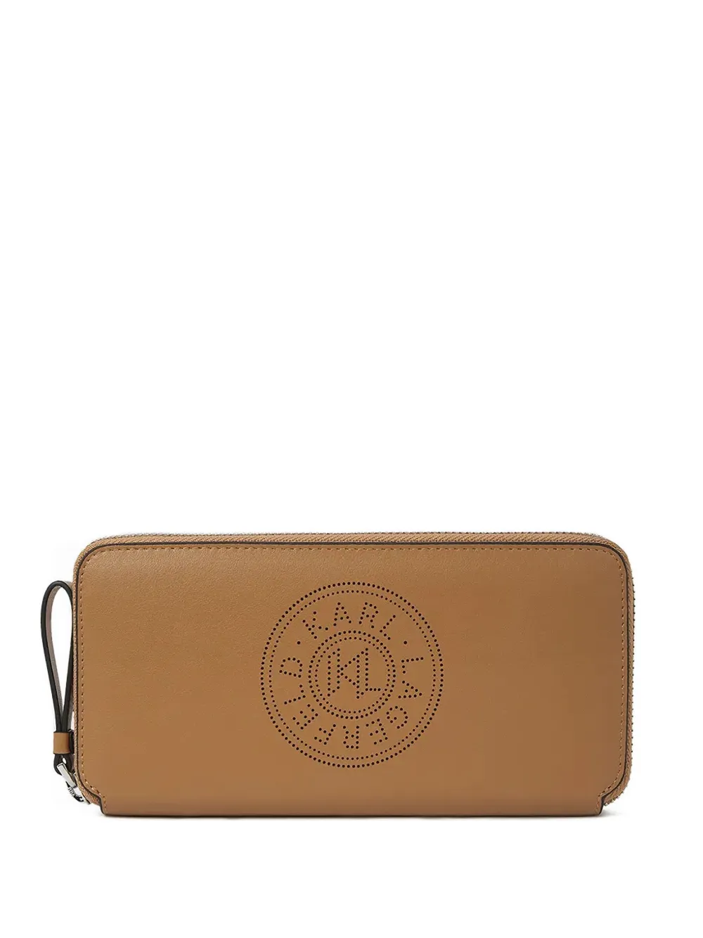 Karl Lagerfeld Logo-perforated Wallet In Brown