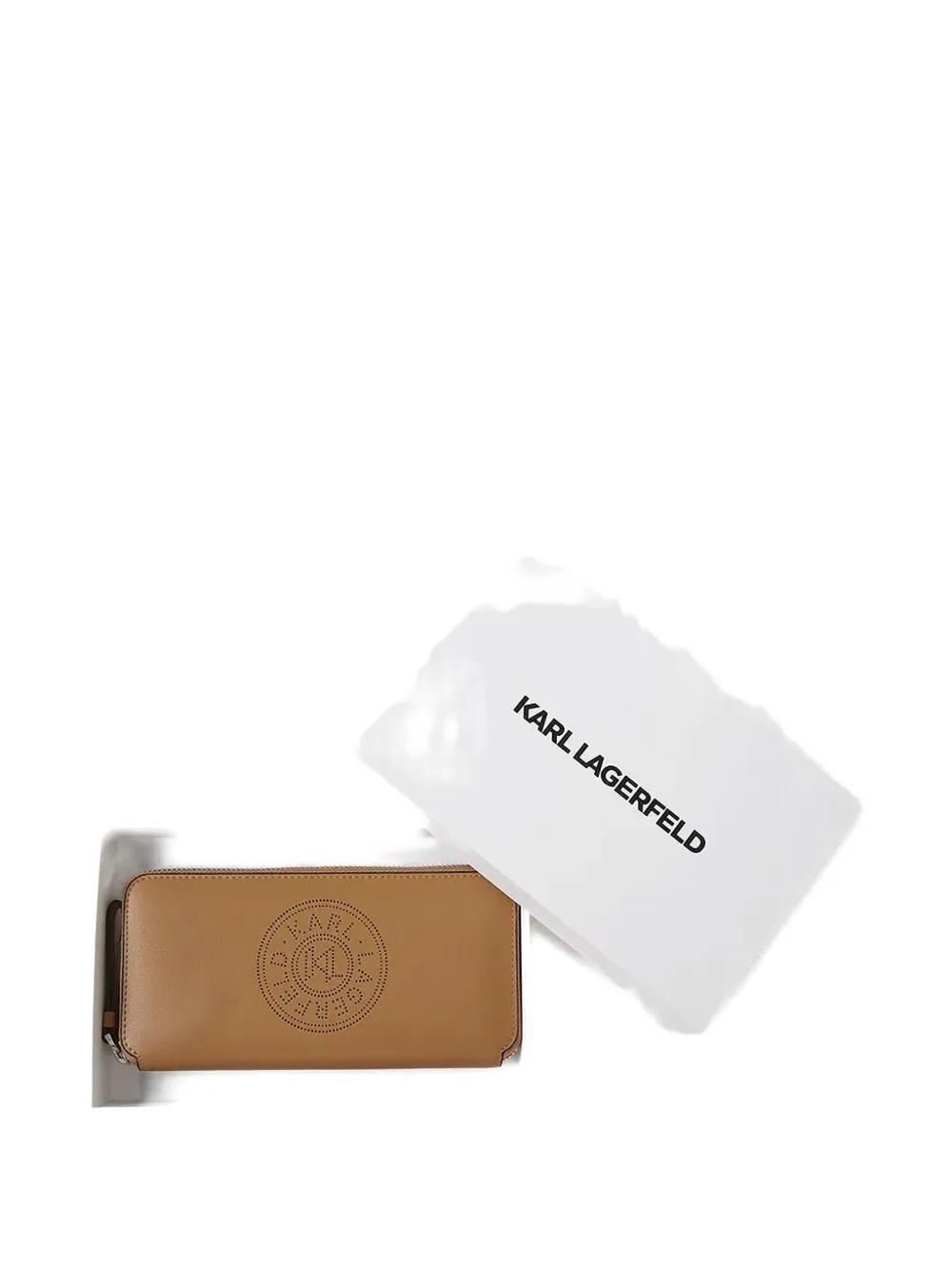 Karl Lagerfeld Logo-perforated Wallet In Brown
