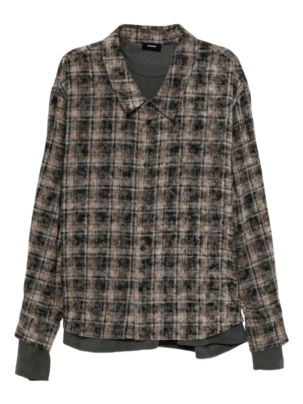 We11done plaid buttoned T-shirt | Brown | Image 1