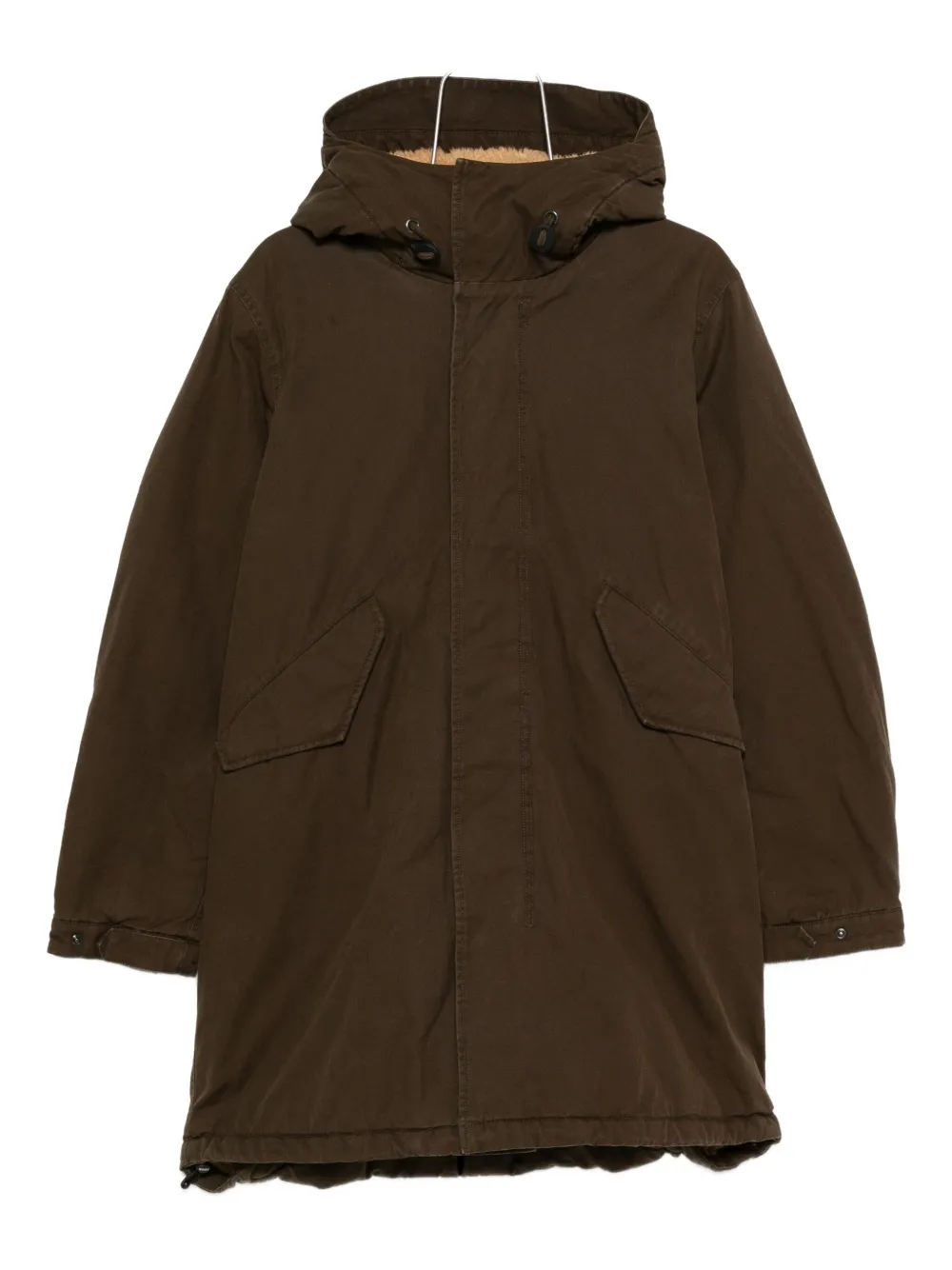 ASPESI shearling-trim hooded jacket | Green | Image 1