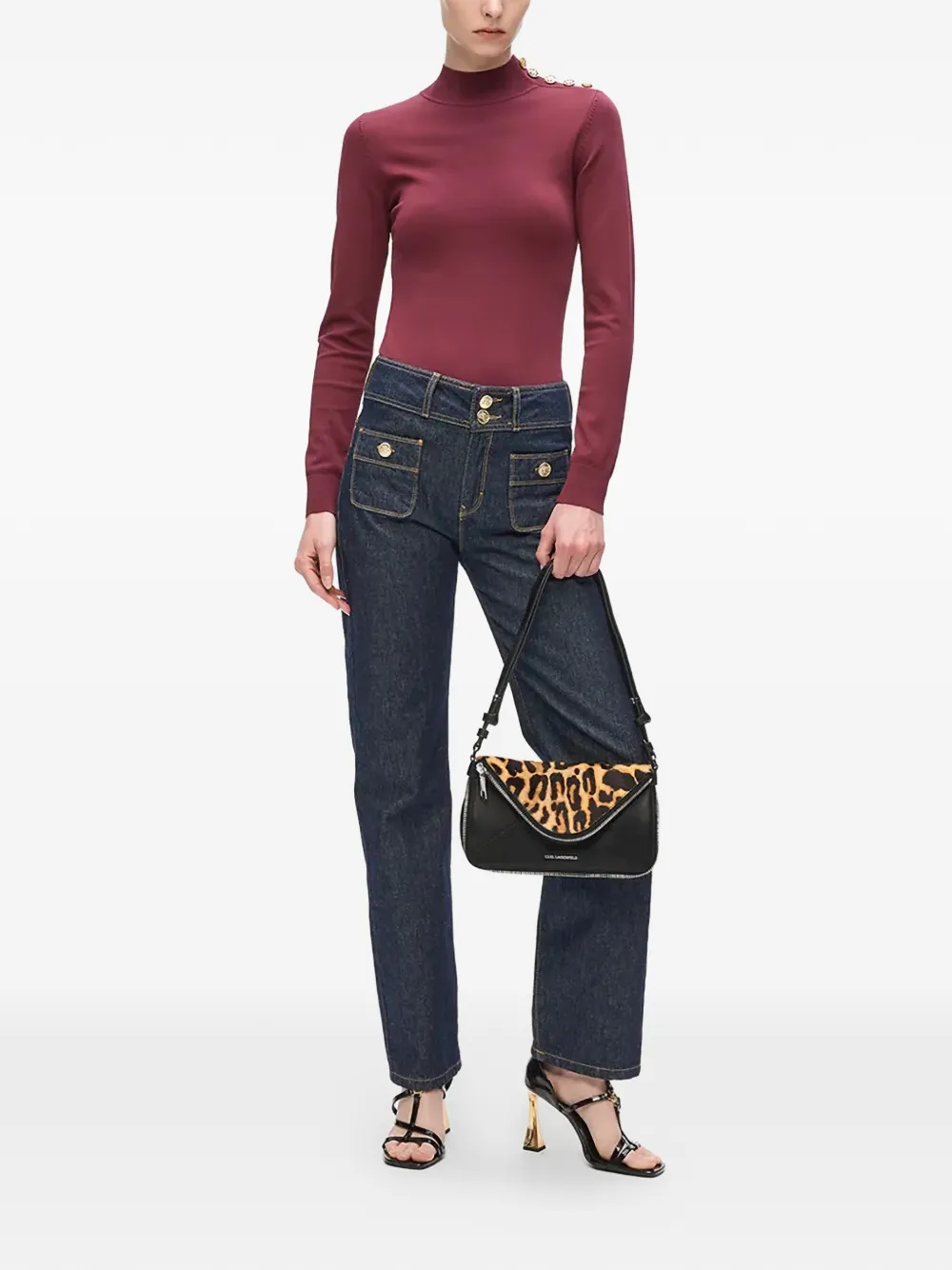 Karl Lagerfeld leopard-print shoulder bag - Zwart