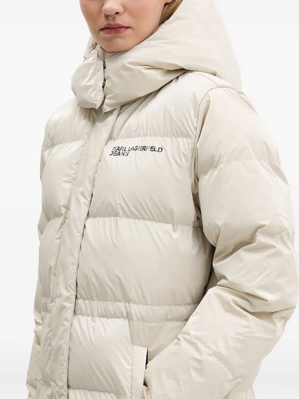 Karl Lagerfeld Jeans Donsjack met capuchon Beige