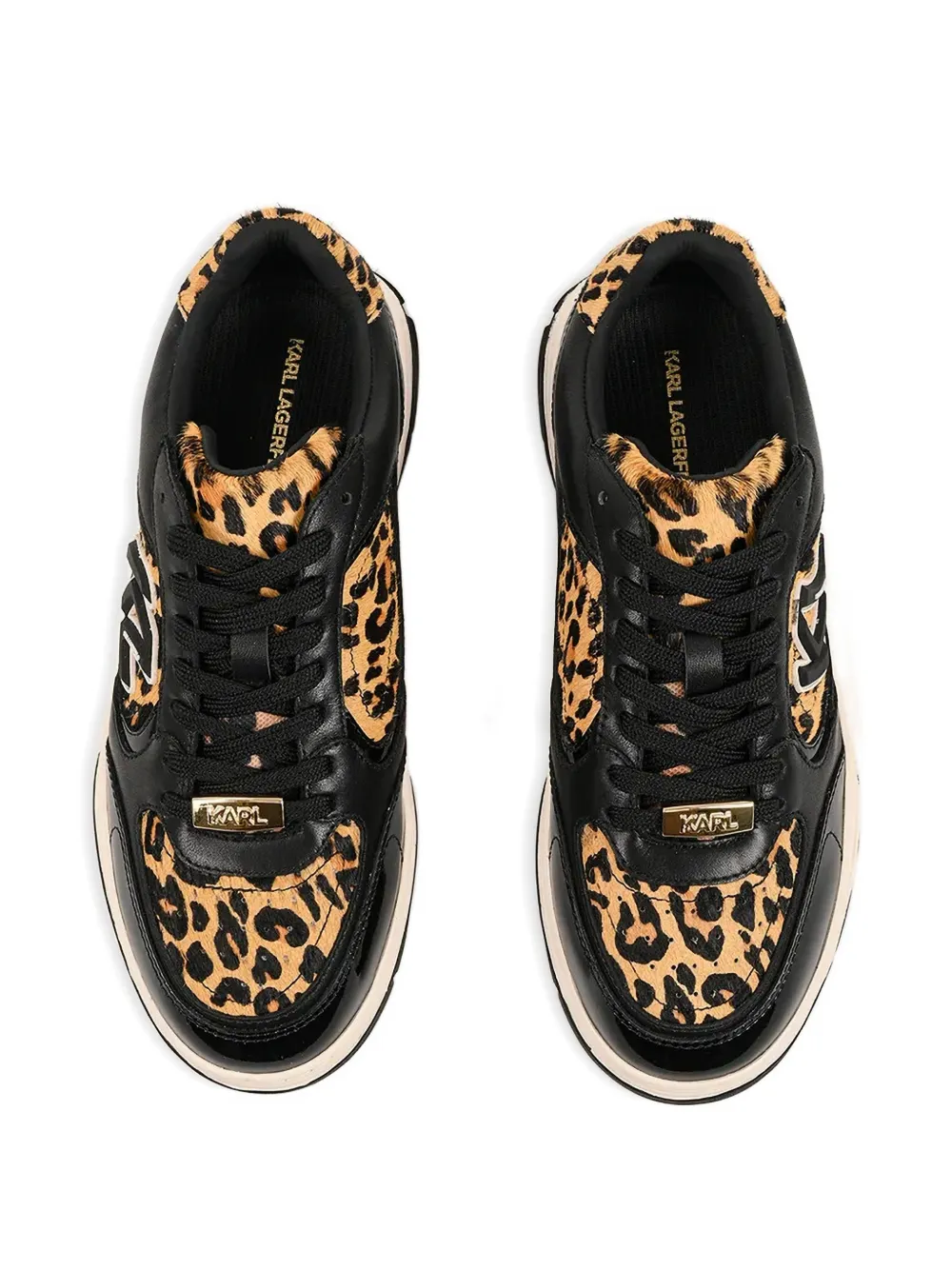 Karl Lagerfeld Sneakers met luipaardprint en logo Zwart