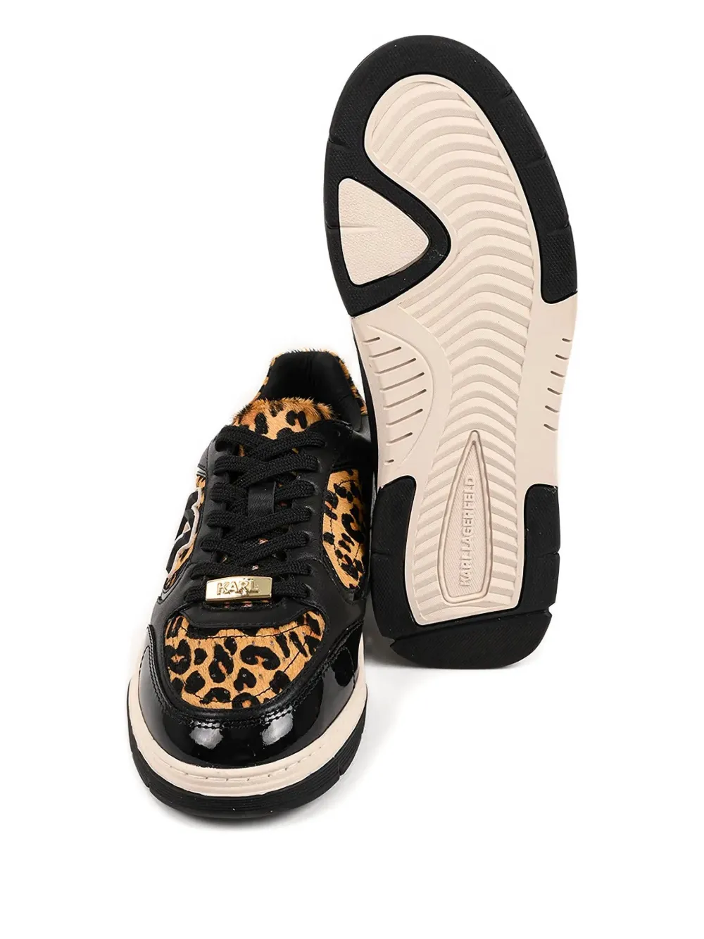Karl Lagerfeld Sneakers met luipaardprint en logo Zwart