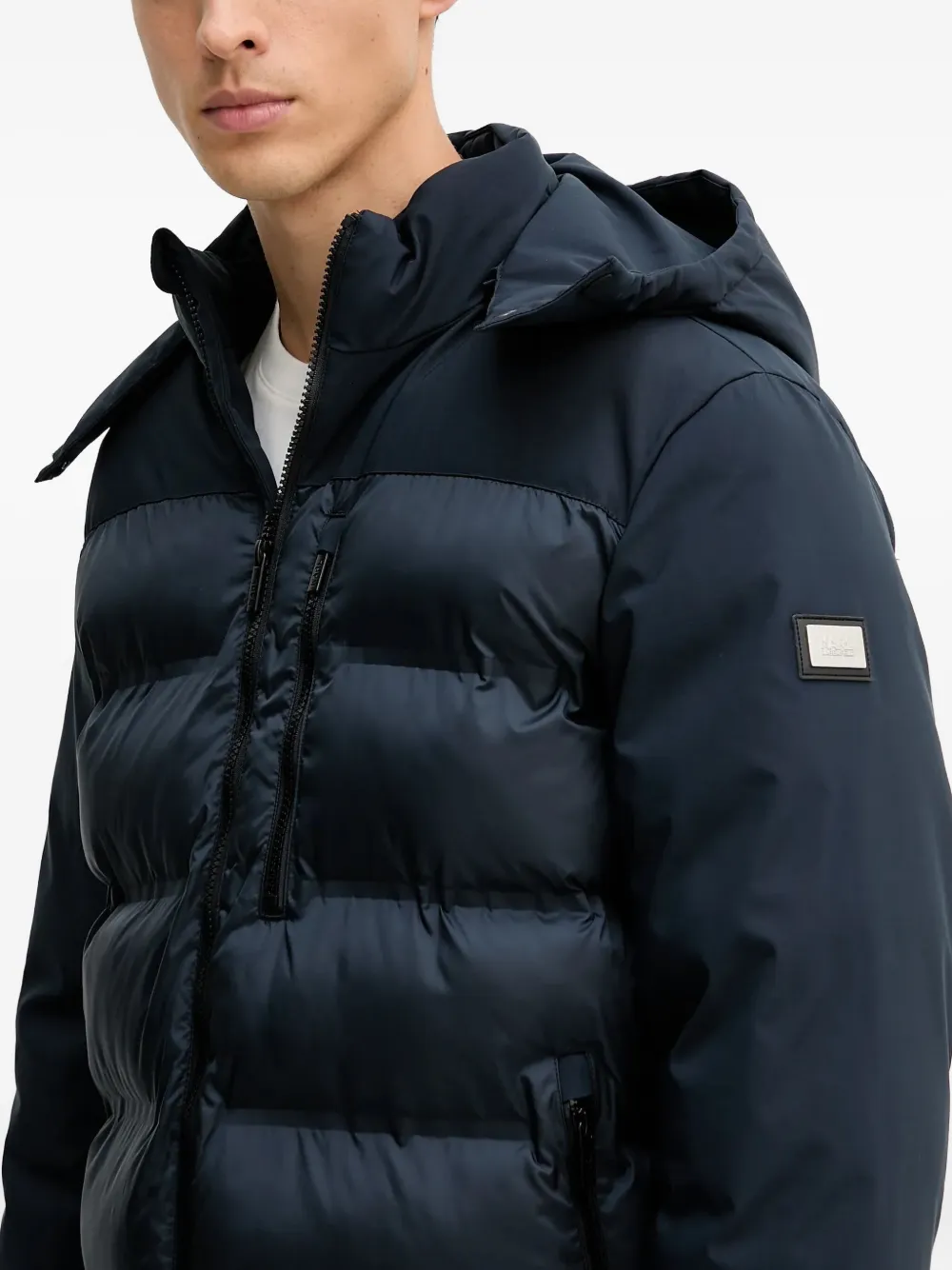 Karl Lagerfeld Hooded Jacket In Blue