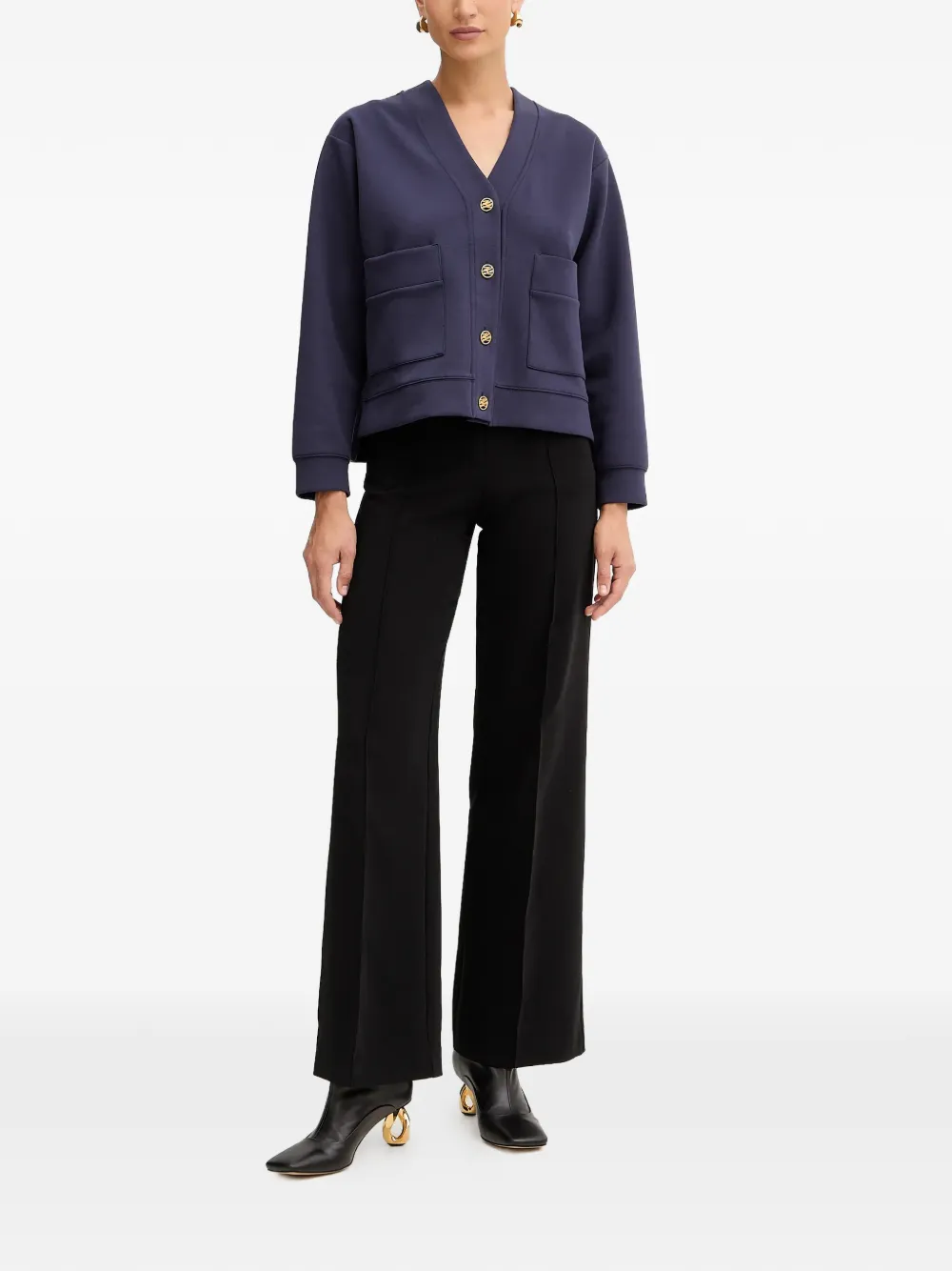 Karl Lagerfeld Jersey Cropped Jacket In Blue