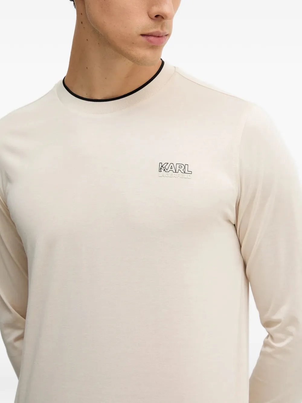 Karl Lagerfeld Crew-neck Long-sleeve T-shirt In White