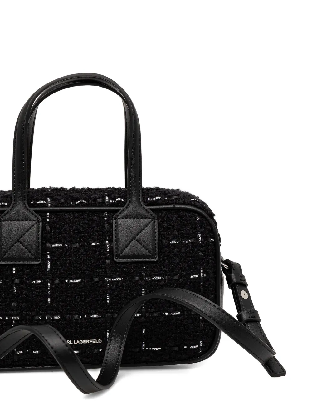 Karl Lagerfeld Logo-appliqué Tweed Tote Bag In Black