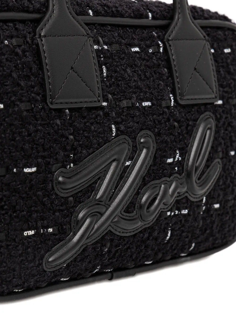 Karl Lagerfeld Logo-appliqué Tweed Tote Bag In Black
