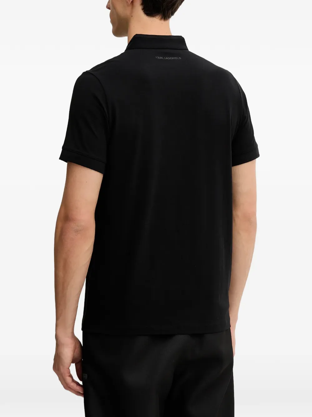 Karl Lagerfeld Monogram-logo Polo Shirt In Black