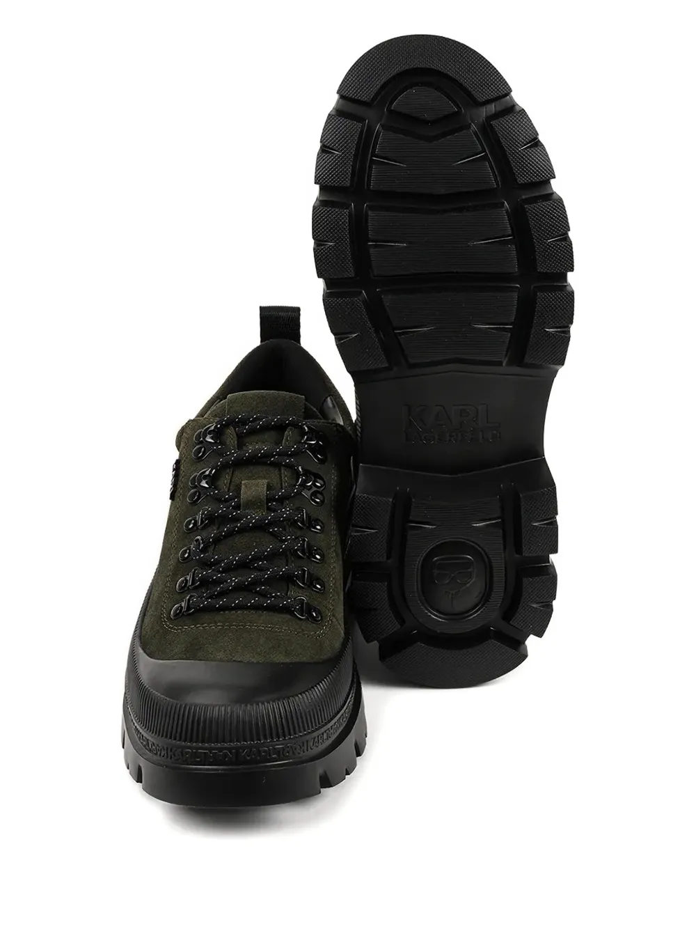 Karl Lagerfeld Trekka Lace-up Lug-sole Sneakers In Green