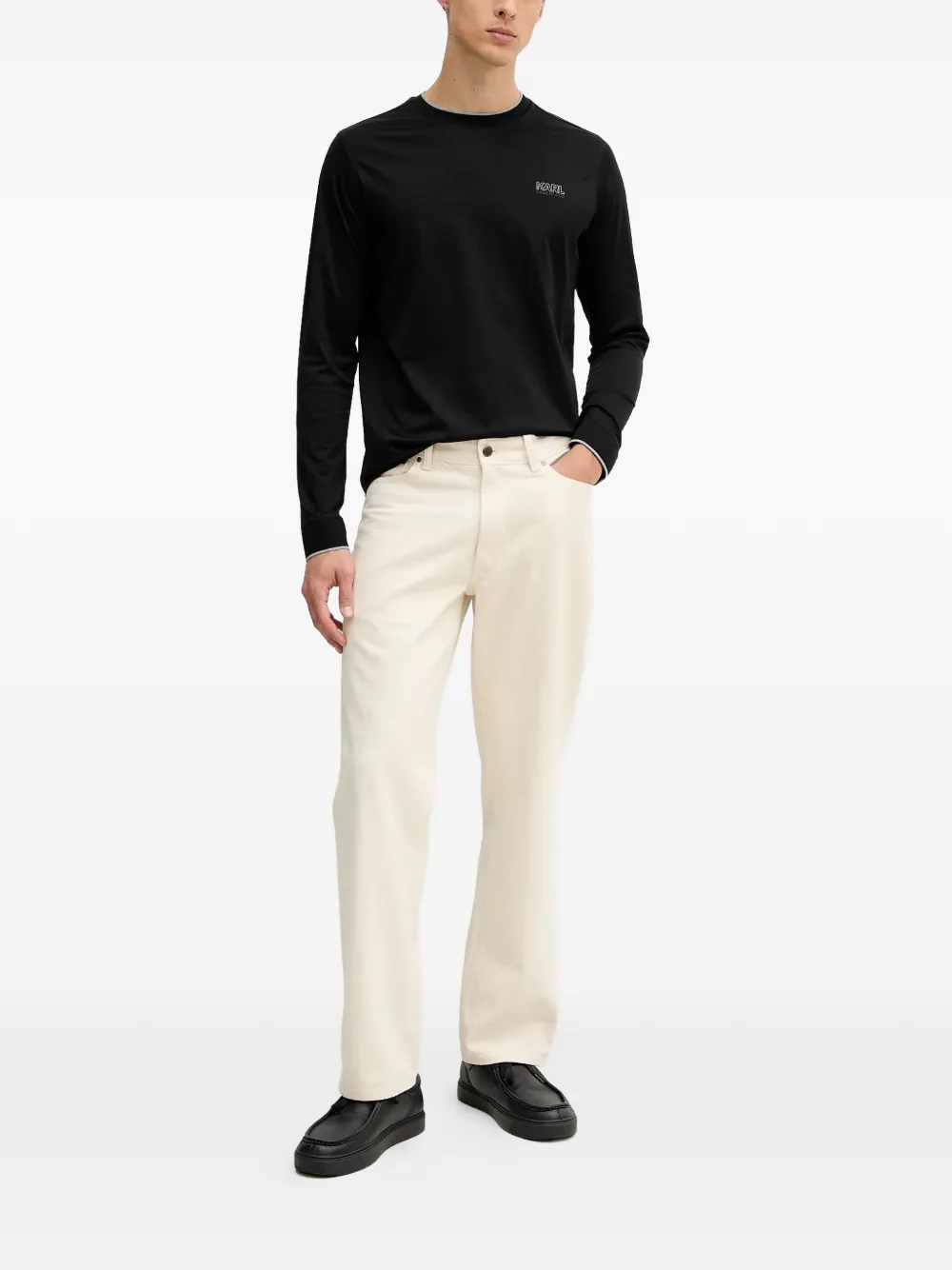 Karl Lagerfeld long-sleeve logo T-shirt - Zwart