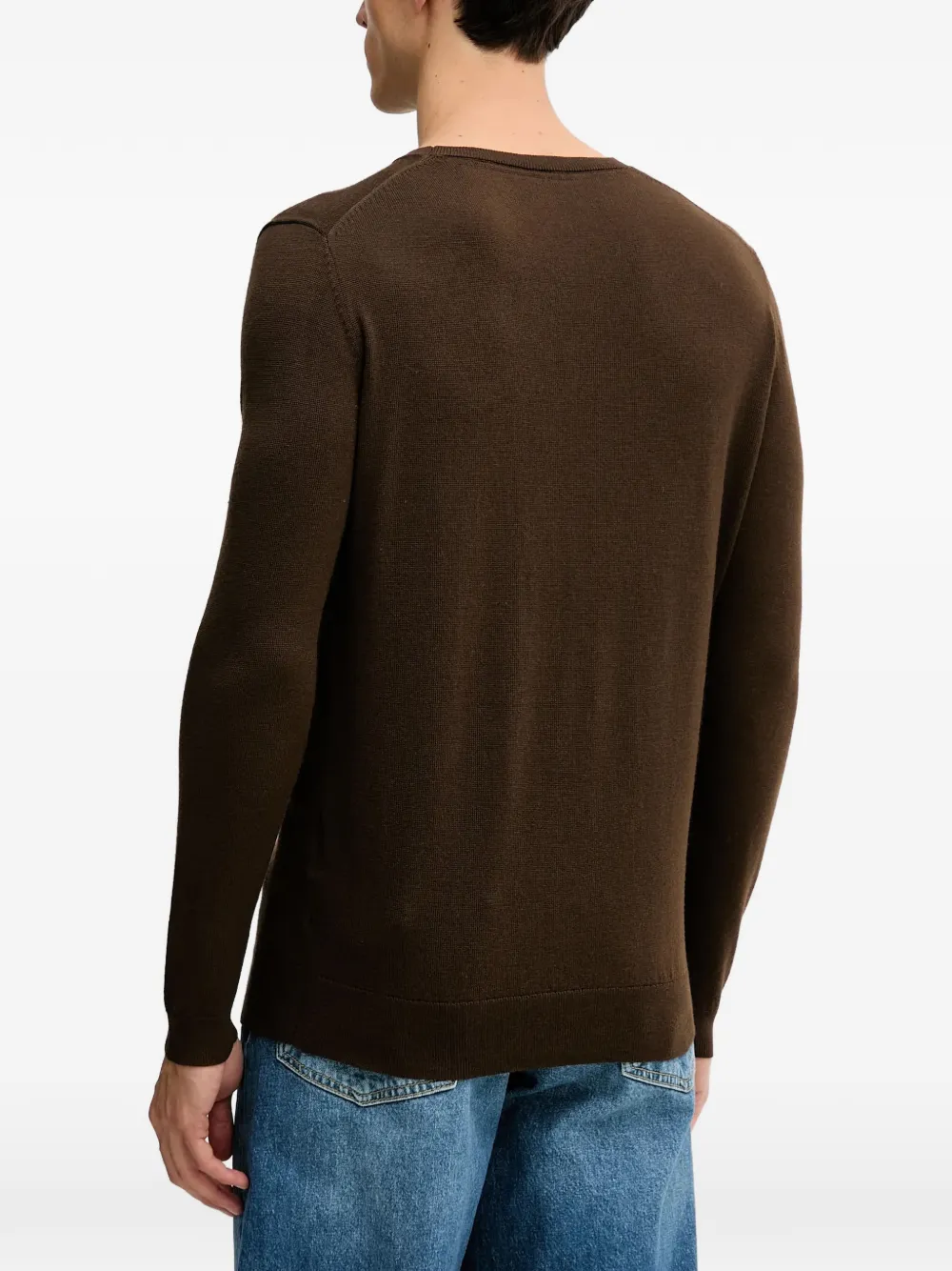 Karl Lagerfeld Trui met ronde hals en logo Bruin