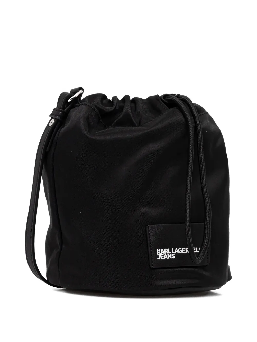Drawstring Logo-Patch Cross Body Bag