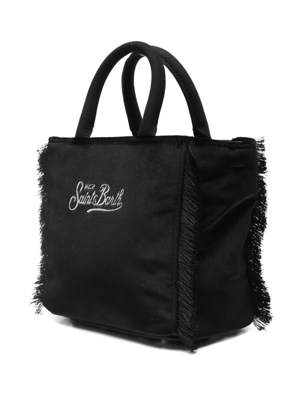 MC2 Saint Barth Kids fringe-trim logo-embroidered tote bag - Zwart