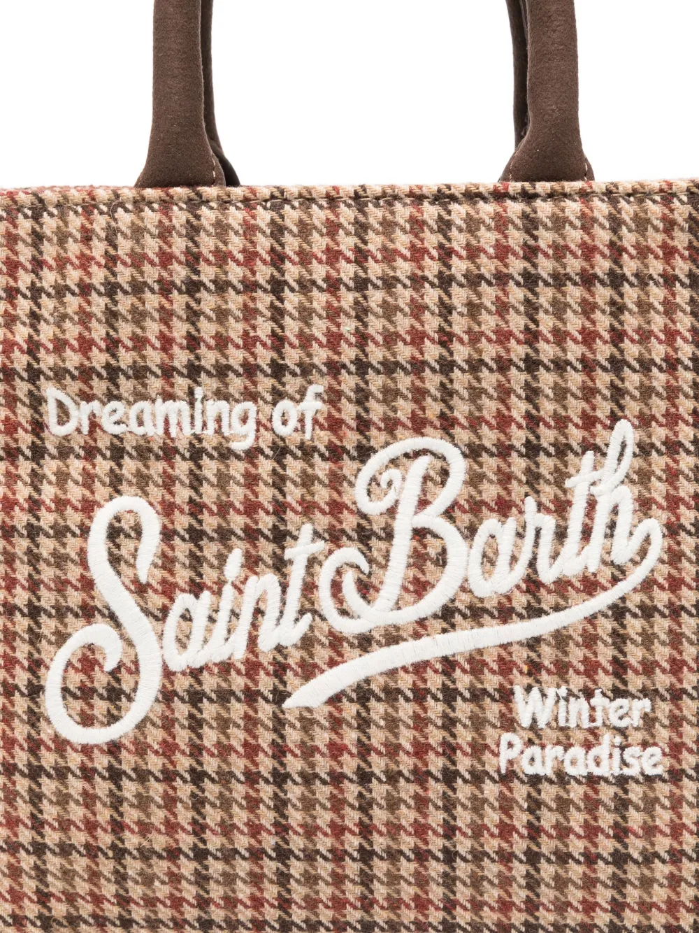 Mc2 Saint Barth Houndstooth Tote Bag In Brown