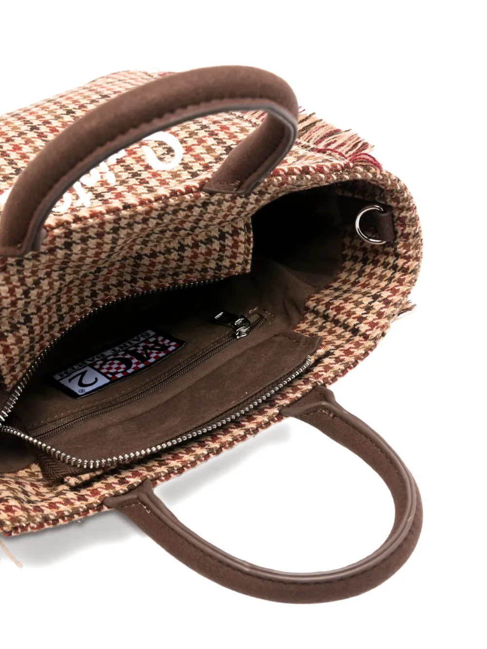 Mc2 Saint Barth Houndstooth Tote Bag In Brown