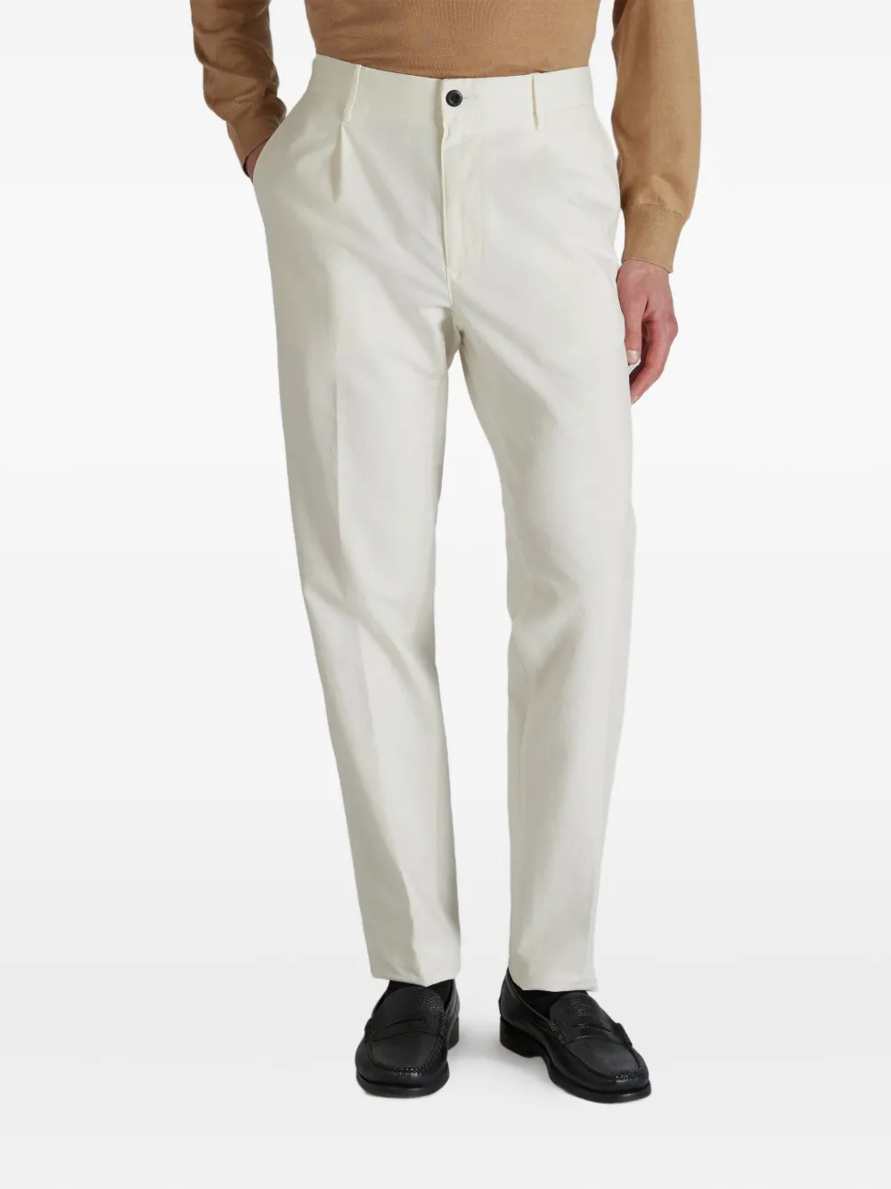 slowear Broek met toelopende pijpen en geplooide voorkant Beige