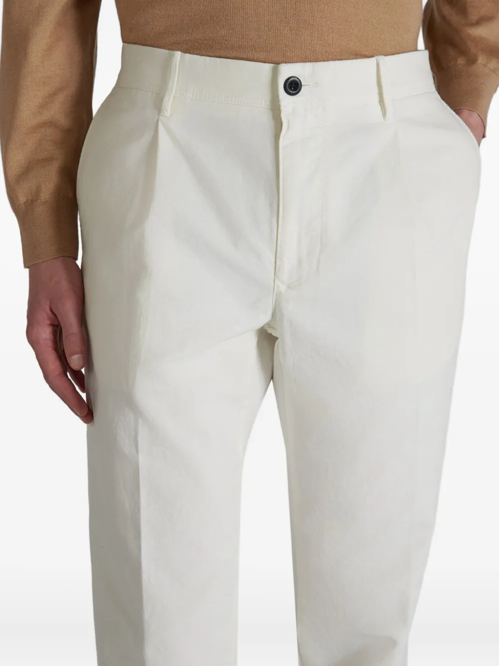 slowear Broek met toelopende pijpen en geplooide voorkant Beige