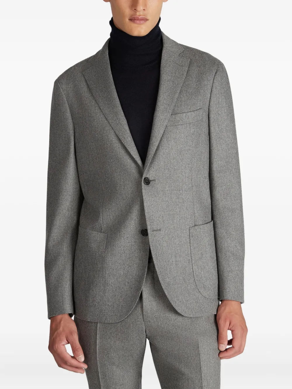 Incotex Flanellen jack met enkele rij knopen Grijs