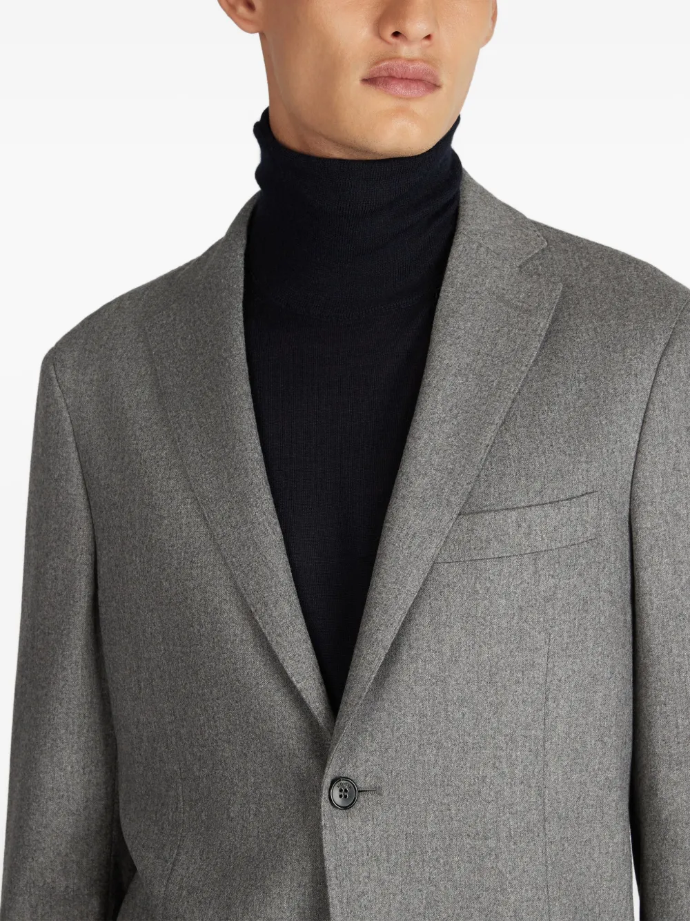 Incotex Flanellen jack met enkele rij knopen Grijs