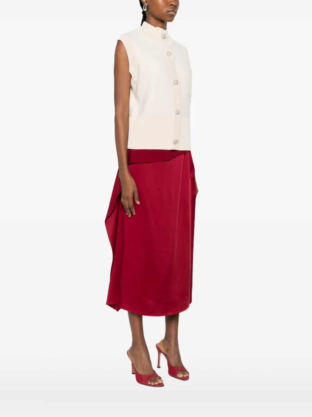 Blugirl Buttoned Sleeveless Cardigan In Neutral