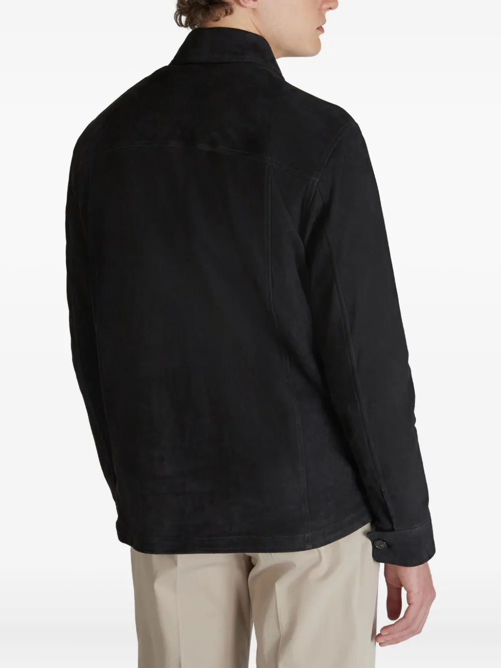 Montedoro Chest-pocket Suede-leather Jacket In Blue