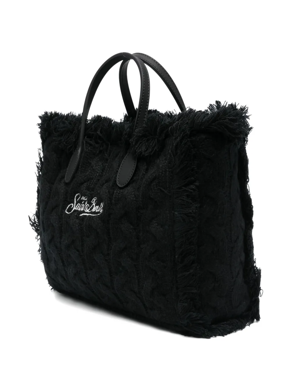 MC2 Saint Barth Kids fringed-trim logo-embroidered tote bag - 01341I BLACK