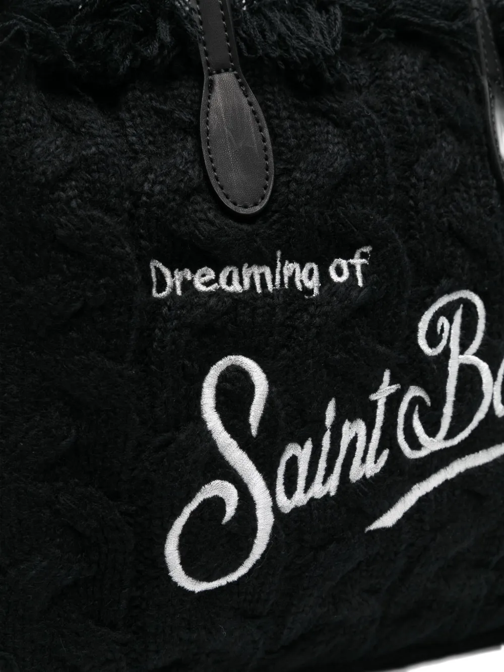 Mc2 Saint Barth Fringed-trim Logo-embroidered Tote Bag In Black