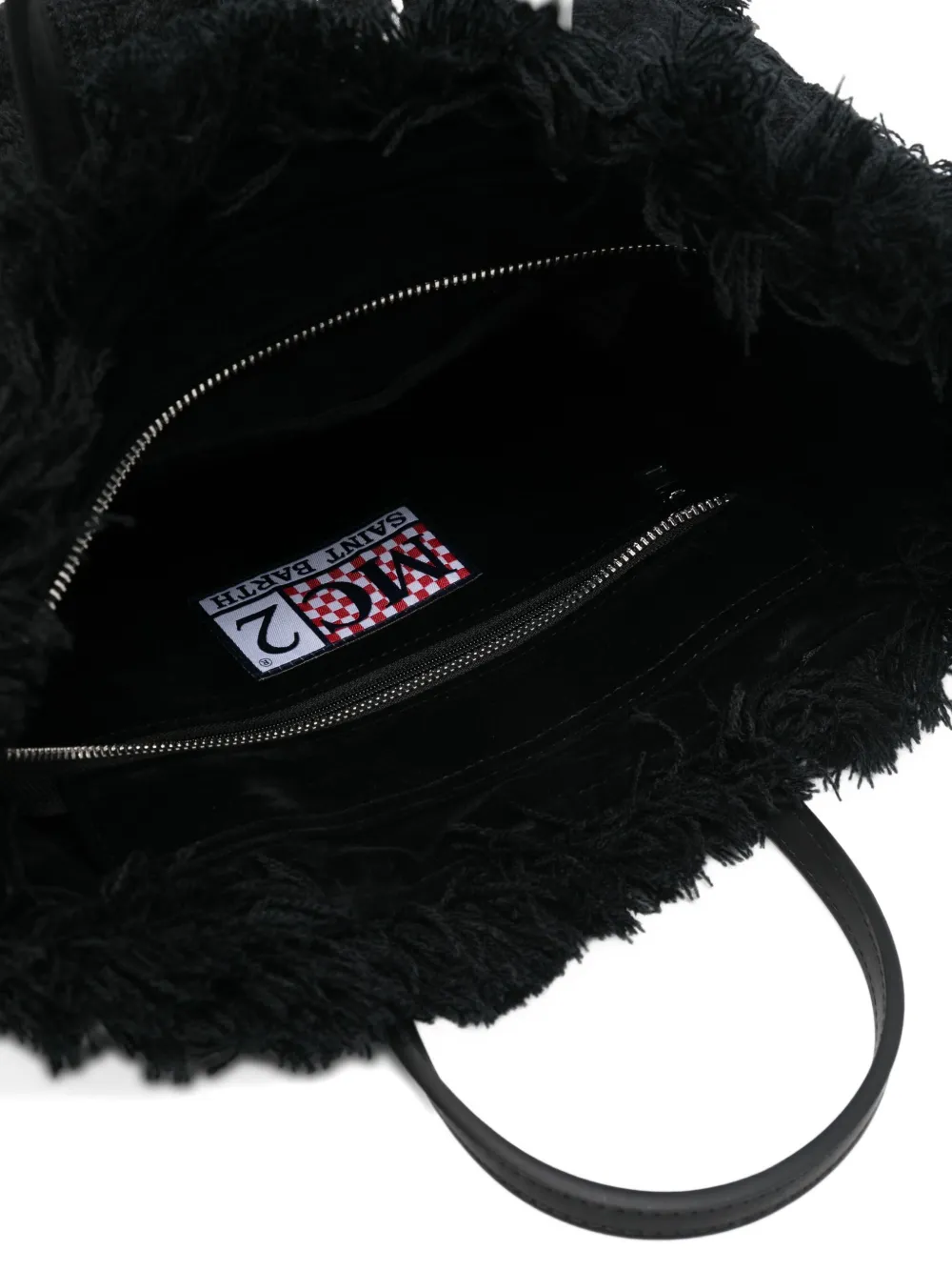 Mc2 Saint Barth Fringed-trim Logo-embroidered Tote Bag In Black