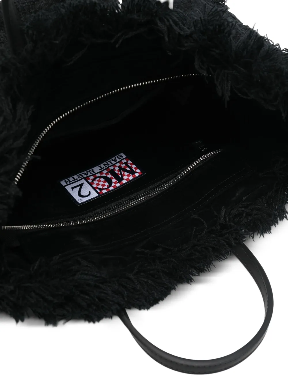 MC2 Saint Barth Shopper met geborduurd logo en franje afwerking 01341I BLACK
