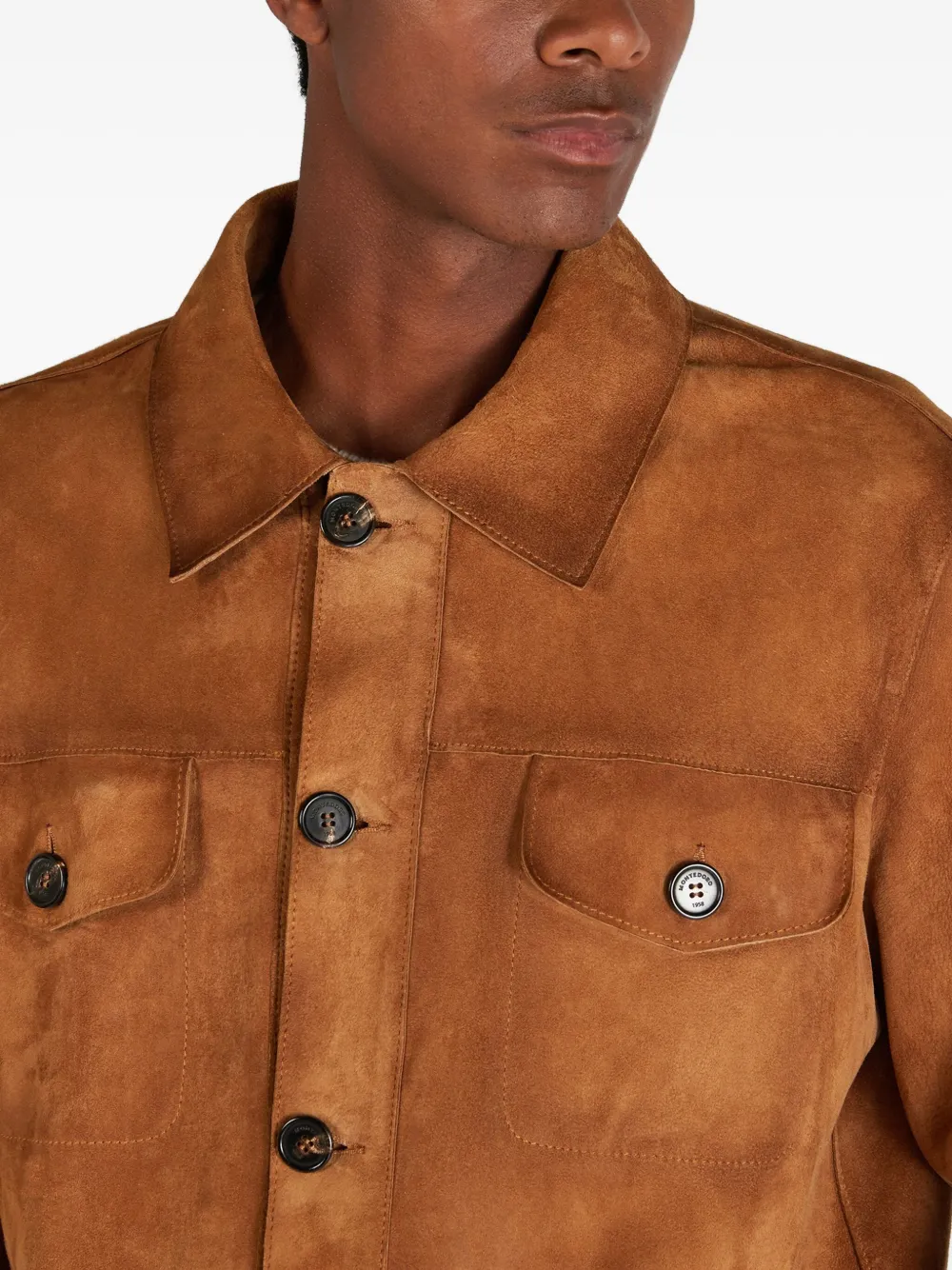 Montedoro Suede Pocket Overshirt In Brown