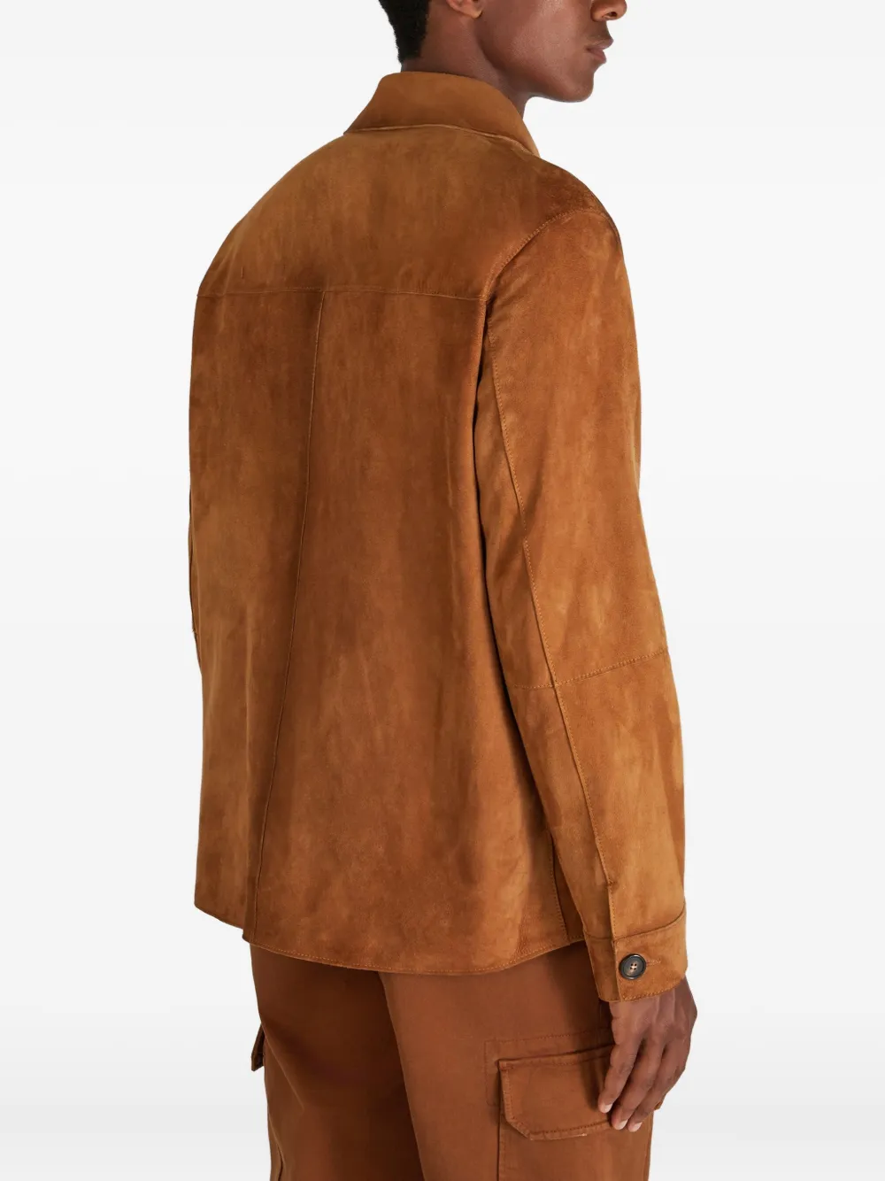 Montedoro Suede Pocket Overshirt In Brown