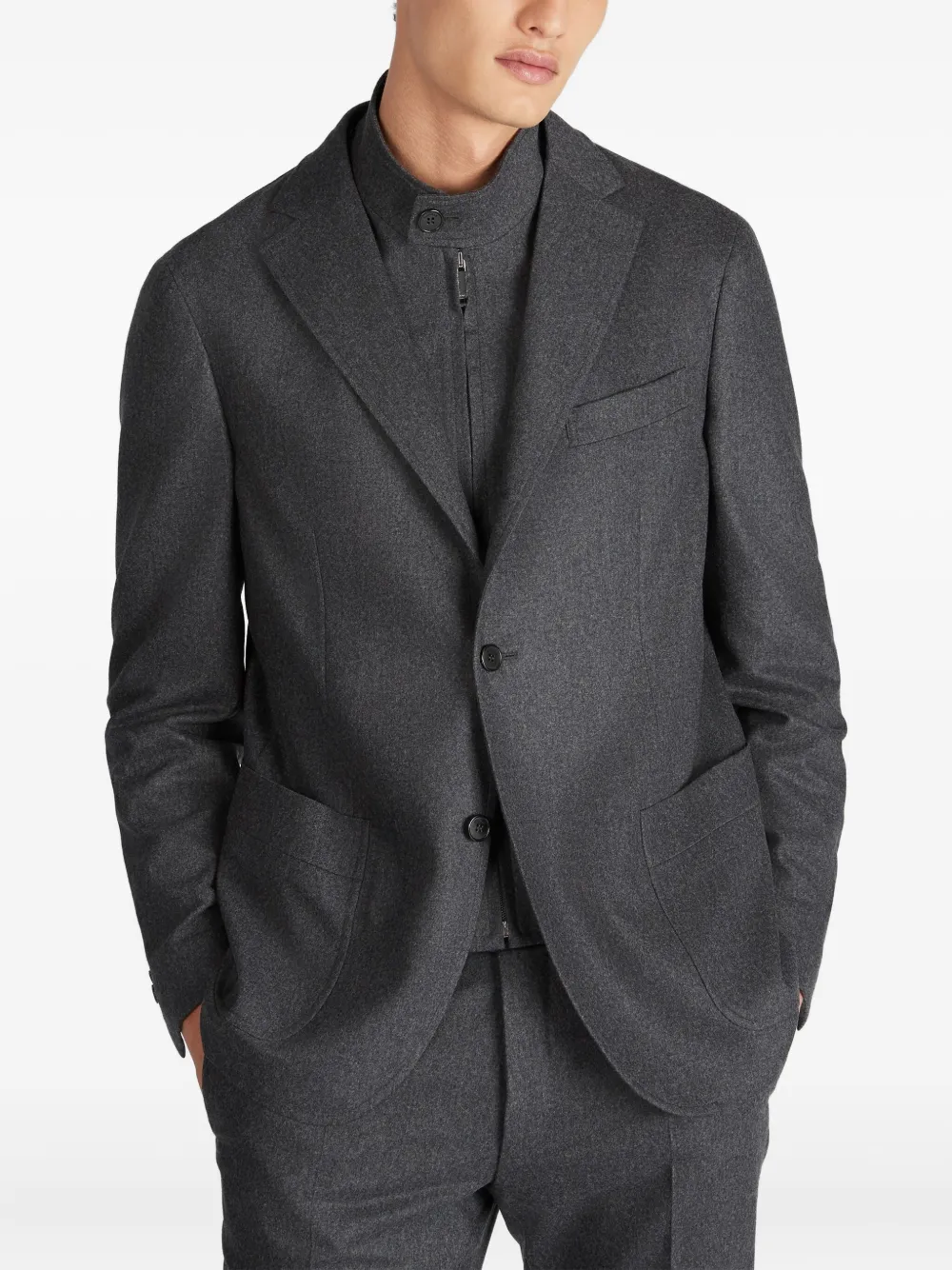 Incotex Flanellen jack met afneembaar vlak Grijs