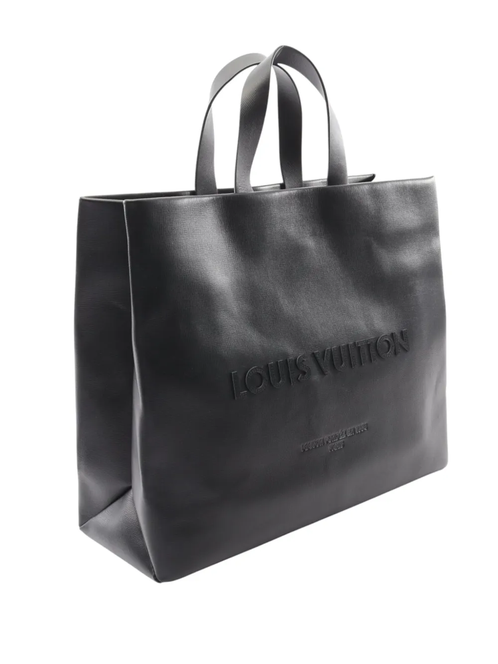Pre-owned Louis Vuitton 2021-2025 Calfskin Shopper Tote Mm Satchel In Black