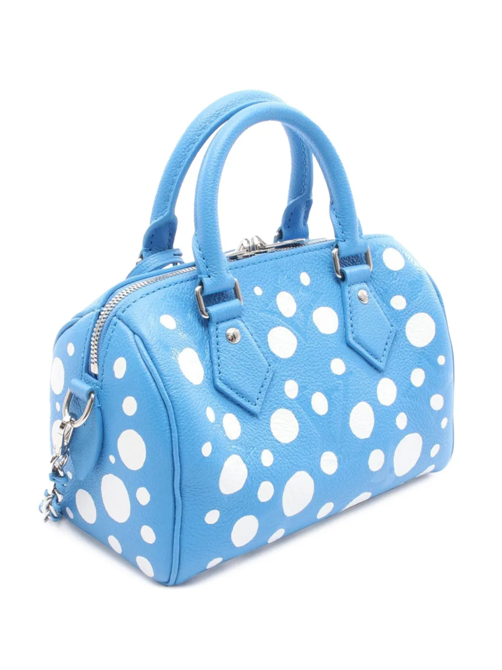 Pre-owned Louis Vuitton 2021-2025 Yayoi Kusama Monogram Empreinte Speedy Bandouliere 20 Satchel In Blue