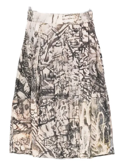 TALKING WALLS corduroy printed midi skirt