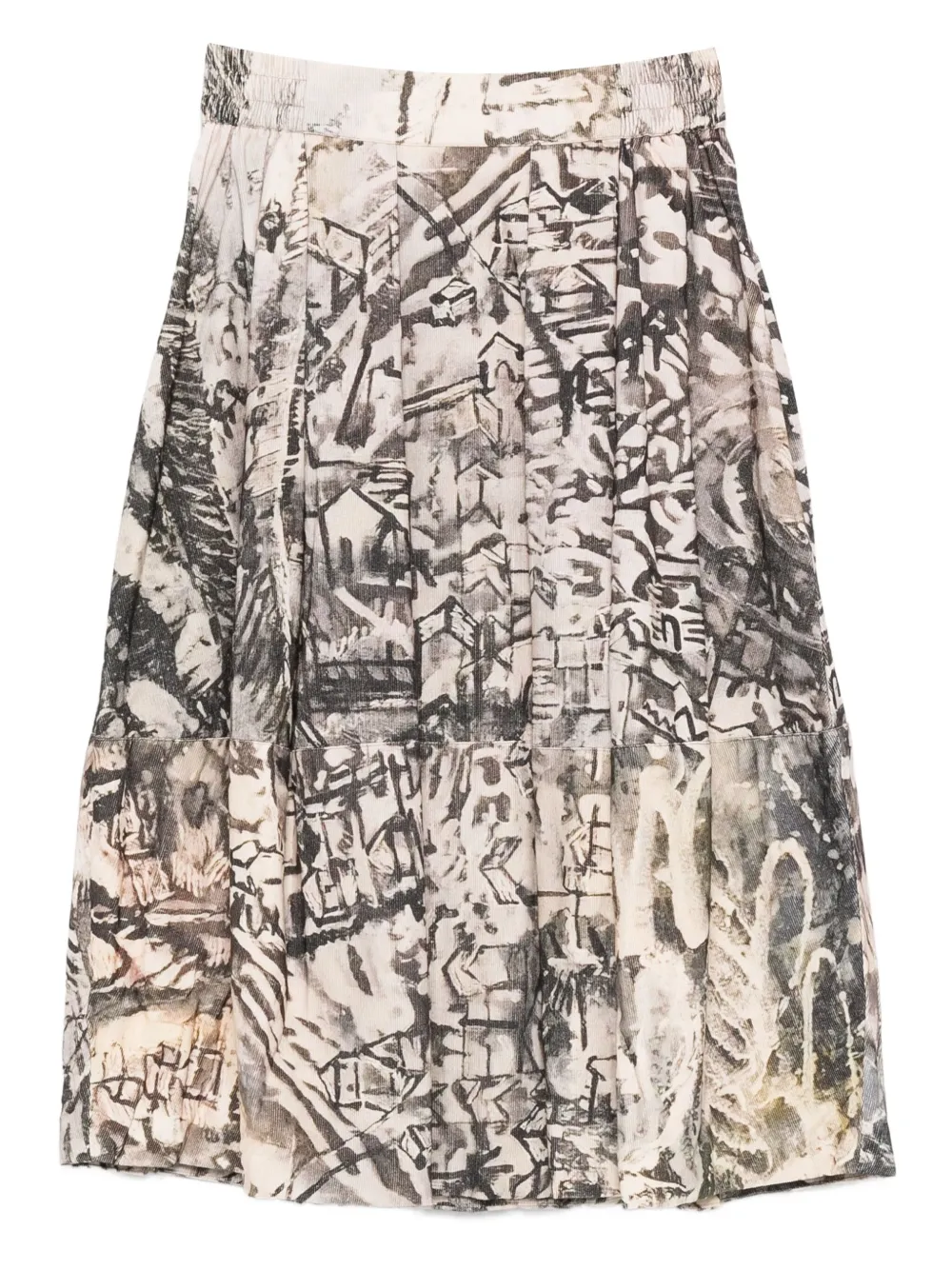 TALKING WALLS corduroy printed midi skirt | Neutrals | Image 1