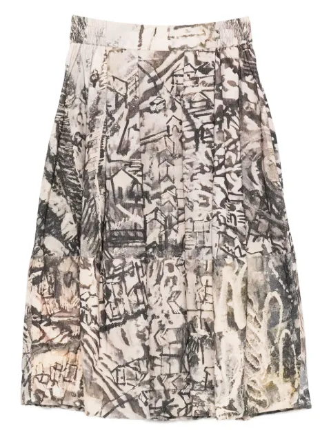TALKING WALLS corduroy printed midi skirt