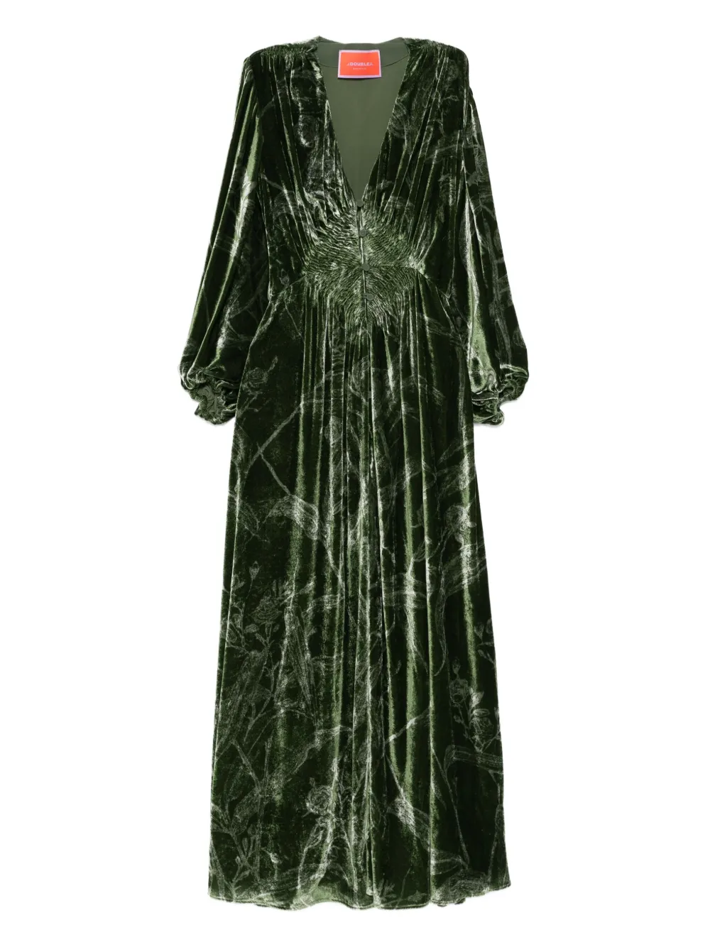 La DoubleJ robe en velours à col v | vert | Image 1