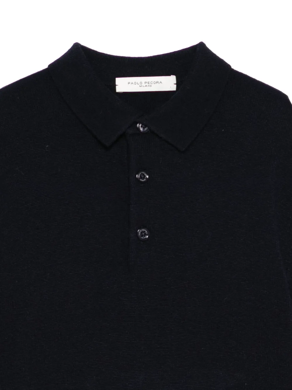 Paolo Pecora Kids Fijngebreid katoenen poloshirt Blauw
