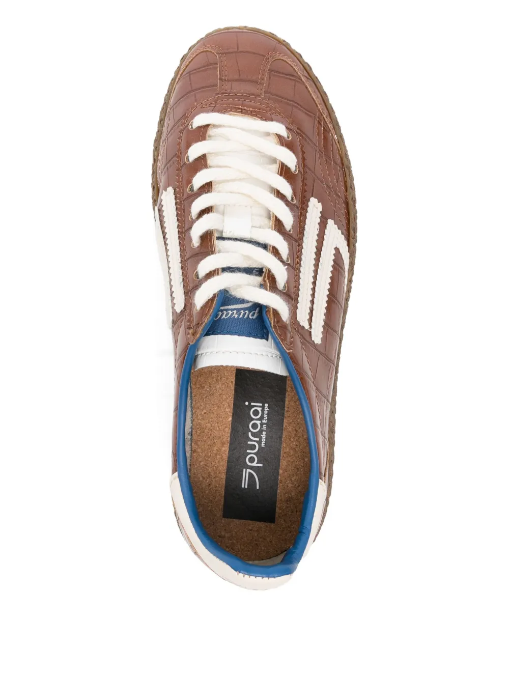 Puraai Sneakers met krokodillen-reliëf Bruin